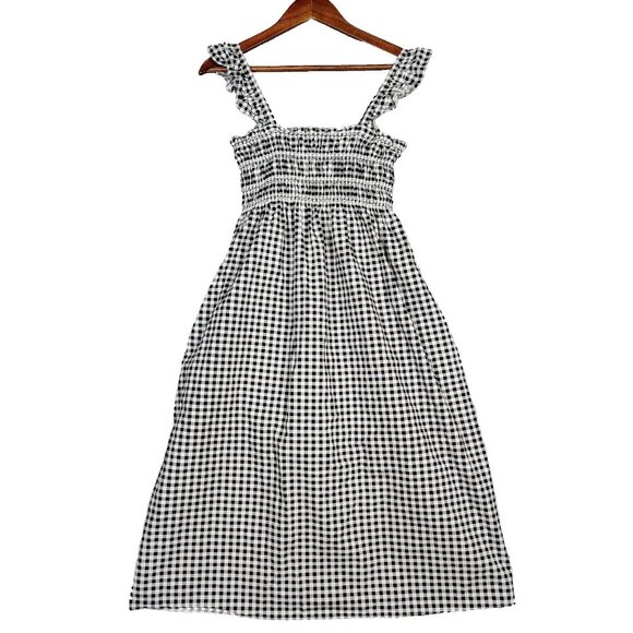 BCBGeneration Dresses & Skirts - Bcbgeneration Midi Dress Women's Small Black White Gingham Check Poplin Smocked